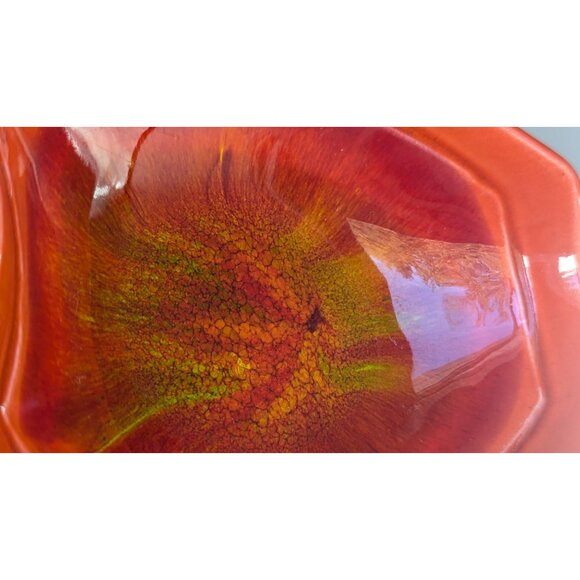 Vintage Ceramic Red 0range Glaze Dish California USA Pottery - Picture 3 of 16